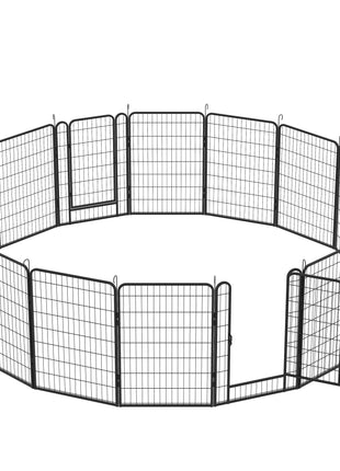 16 Panels Heavy-Duty Metal Playpen with Door, 39.37' H Dog Fence Pet Exercise Pen for Outdoor, Indoor