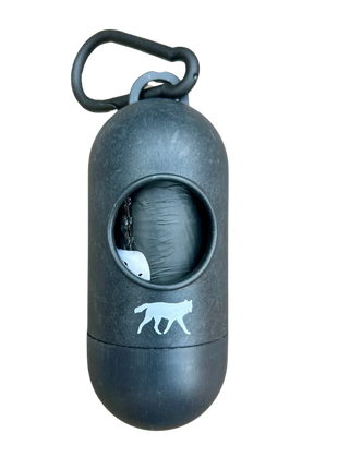 compostable plant-based dog poop bags + bamboo dispenser