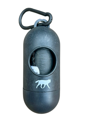 compostable plant-based dog poop bags + bamboo dispenser