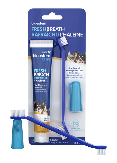 bluestem coactiv+ Oral Dental Kit for Dogs and Cats – Toothpaste, Toothbrush & Finger Brush
