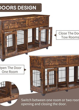 Dog Crate Furniture with Openable Partition