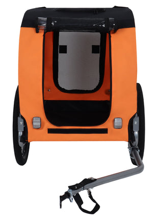 Large Folding Bike Trailer for Dogs – 66LB Capacity All-Terrain Pet Carrier, Durable Steel Frame for Cycling, Jogging, Camping & Outdoor Adventures, Black-Orange