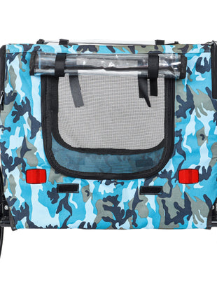 Outdoor Heavy Duty Collapsible Pet Bike Trailer with 16-Inch All-Terrain Wheels & Universal Hitch – Foldable Dog/Cargo Carrier Cart for Bicycles, blue+black - Pup List
