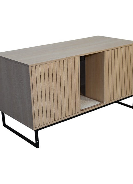 Modern Wooden Cat House with Scratching Mat - 47.64' x 21.46' x 25.98', 76.4 lbs