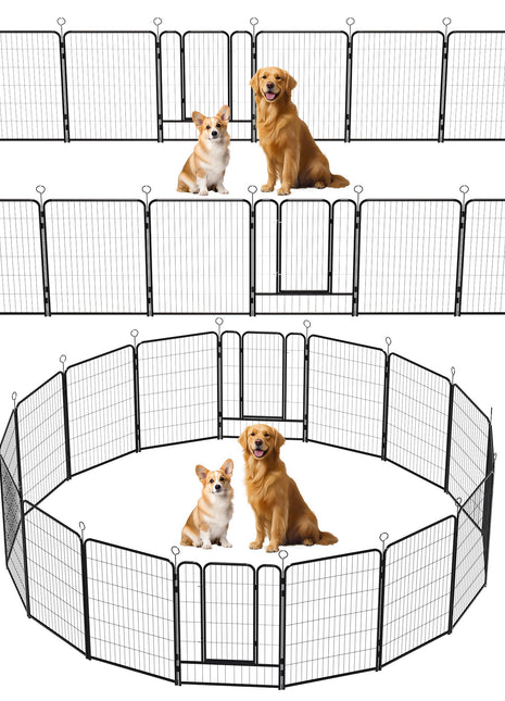 16 Panels Heavy Duty Metal Playpen with Self-Locking Gate, Extra Tall 40' Dog Fence Pet Exercise Pen for Outdoor and Indoor-Easy Setup Exercise Pen for Large Dogs