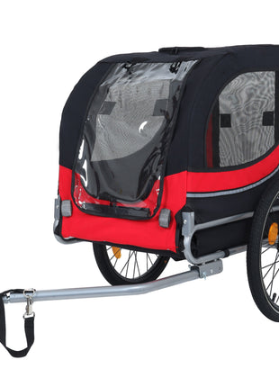 Large Folding Bike Trailer for Dogs – 66LB Capacity All-Terrain Pet Carrier, Durable Steel Frame for Cycling, Jogging, Camping & Outdoor Adventures, Black- Red