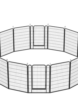 16 Panels Heavy-Duty Metal Playpen with Door, 39.37' H Dog Fence Pet Exercise Pen for Outdoor, Indoor