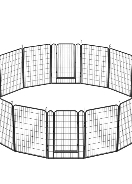 16 Panels Heavy-Duty Metal Playpen with Door, 39.37' H Dog Fence Pet Exercise Pen for Outdoor, Indoor