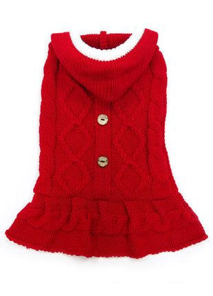 Cable Hoodie Sweater Dress