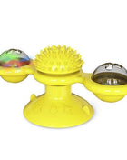 Cat Windmill Toy Funny Massage Rotatable Cat Toys With Catnip LED Ball Teeth Cleaning Pet Newest Windmill Cat Toy with LED and Catnip Ball Cat Turntable Teasing Interactive Toy with a Suction Cup Base Can be Cleaned Rotary Massage Tickle Anti-bite Toy