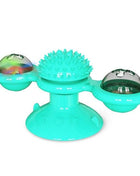 Cat Windmill Toy Funny Massage Rotatable Cat Toys With Catnip LED Ball Teeth Cleaning Pet Newest Windmill Cat Toy with LED and Catnip Ball Cat Turntable Teasing Interactive Toy with a Suction Cup Base Can be Cleaned Rotary Massage Tickle Anti-bite Toy