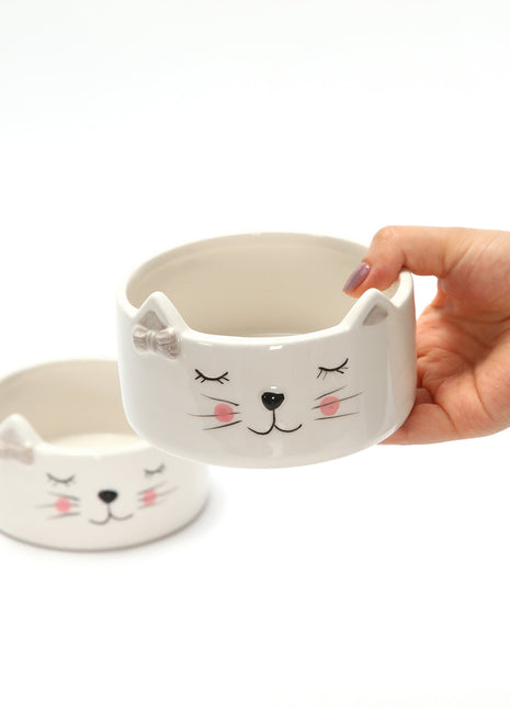 CUTE CERAMIC CAT BOWLS - SET OF 2 - Each bowl is 4.5" wide