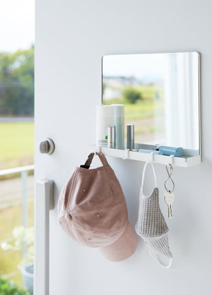 Magnetic Mirror with Storage Rack - Glass