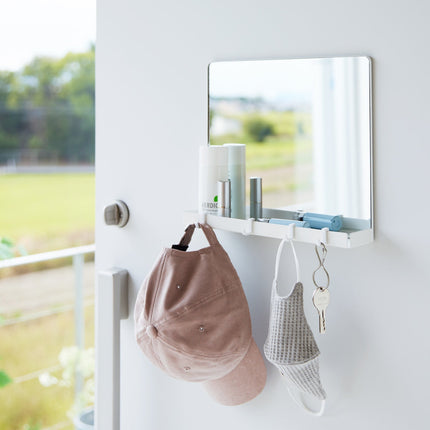 Magnetic Mirror with Storage Rack - Glass