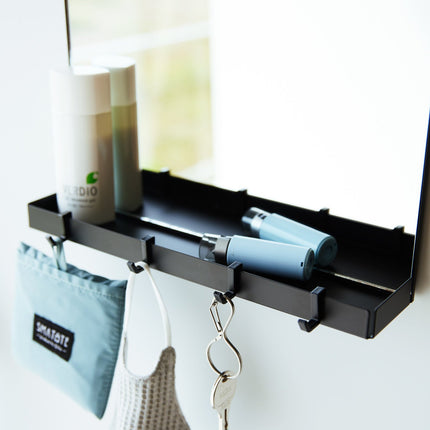 Magnetic Mirror with Storage Rack - Glass