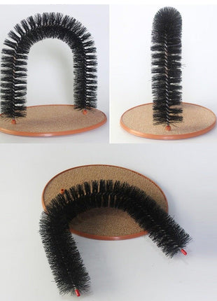 Comfortable Arch Cat Massager & Grooming Round Fleece Base