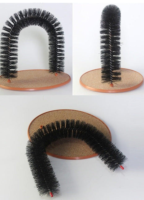 Comfortable Arch Cat Massager & Grooming Round Fleece Base