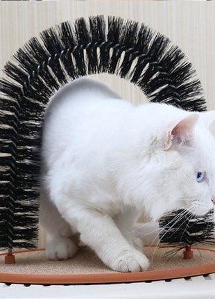 Comfortable Arch Cat Massager & Grooming Round Fleece Base