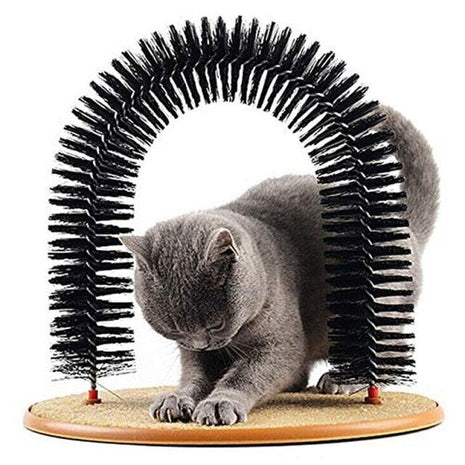 Comfortable Arch Cat Massager & Grooming Round Fleece Base
