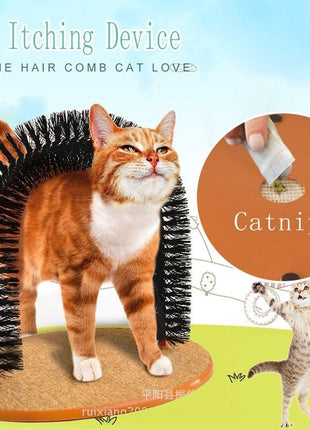 Comfortable Arch Cat Massager & Grooming Round Fleece Base