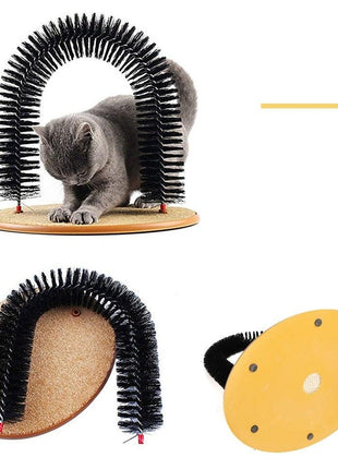 Comfortable Arch Cat Massager & Grooming Round Fleece Base