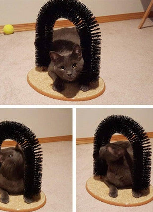 Comfortable Arch Cat Massager & Grooming Round Fleece Base