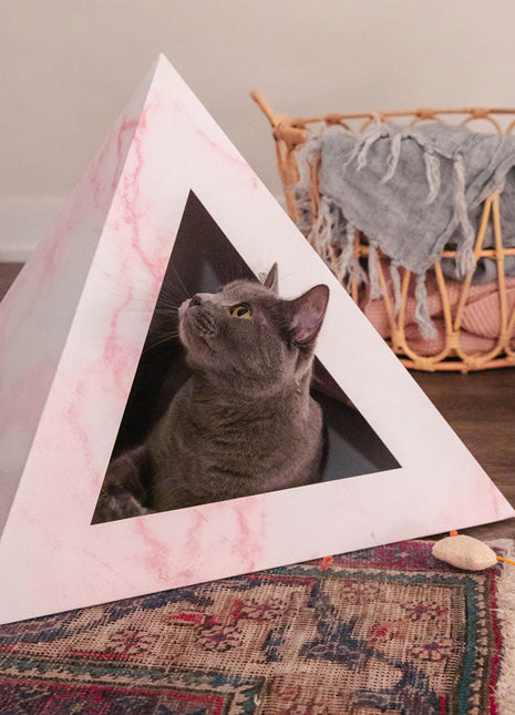 'Rose Quartz' Cardboard Cat Pyramid