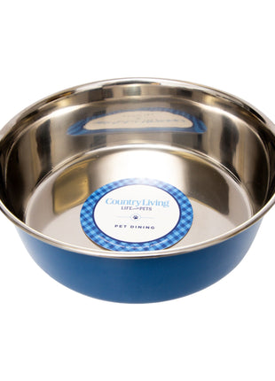 Country Living Set of 2 Heavy Gauge Stainless Steel Dog Bowls - Perfect for Food & Water