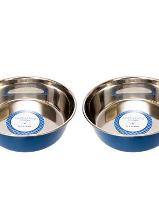 Country Living Set of 2 Heavy Gauge Stainless Steel Dog Bowls - Perfect for Food & Water