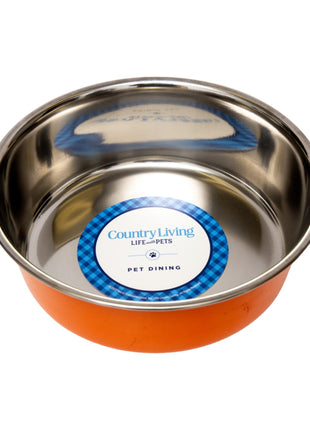 Country Living Set of 2 Heavy Gauge Stainless Steel Dog Bowls - Perfect for Food & Water
