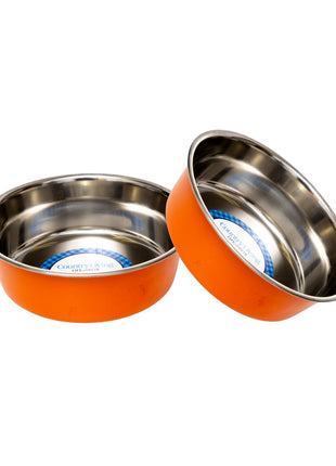 Country Living Set of 2 Heavy Gauge Stainless Steel Dog Bowls - Perfect for Food & Water