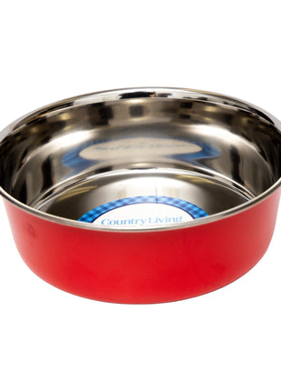 Country Living Set of 2 Heavy Gauge Stainless Steel Dog Bowls - Perfect for Food & Water