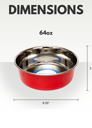 Country Living Set of 2 Heavy Gauge Stainless Steel Dog Bowls - Perfect for Food & Water