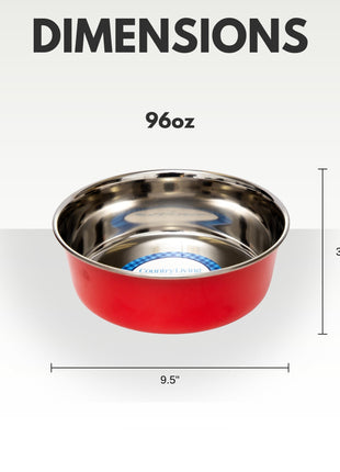 Country Living Set of 2 Heavy Gauge Stainless Steel Dog Bowls - Perfect for Food & Water