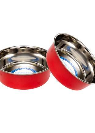 Country Living Set of 2 Heavy Gauge Stainless Steel Dog Bowls - Perfect for Food & Water