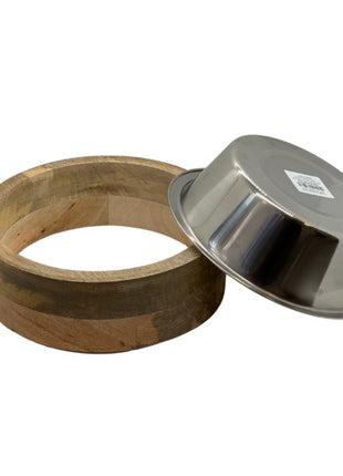Country Living Stainless Steel Dog Bowl with Cylindrical Mango Wood Holder