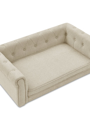 Modern Elegant Rectangle Pet Bed, Durable Elevated Dog Sofa, Beige Foam 40'*23'*14'
