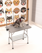 46' Folding Dog Pet Grooming Table Stainless Steel Frame Rubber Mat on Board with Adjustable Arm and Clamps pet dog Cat Grooming Table (SILVER-GRAY COLOR) - Pup List