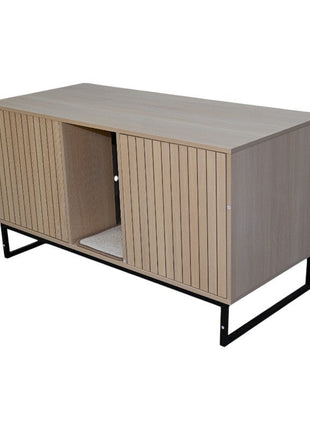Modern Wooden Cat House with Scratching Mat - 47.64' x 21.46' x 25.98', 76.4 lbs