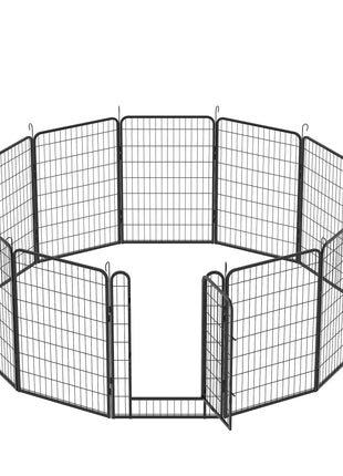 12 Panels Heavy-Duty Metal Playpen with Door, 39.37' H Dog Fence Pet Exercise Pen for Outdoor, Indoor