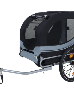 Large Folding Bike Trailer for Dogs – 66LB Capacity All-Terrain Pet Carrier, Durable Steel Frame for Cycling, Jogging, Camping & Outdoor Adventures, Black- Gray