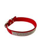 Bling Bling Pleather 5 Row Dog Collar, Red
