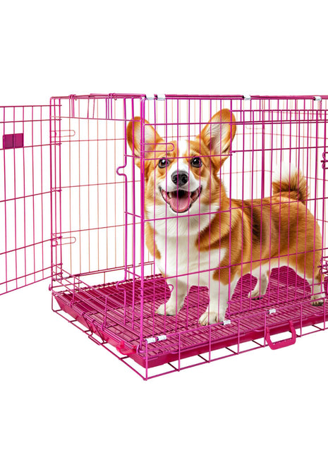 24-42" Collapsible Pink Dog Crate RED24-42 - Pup List