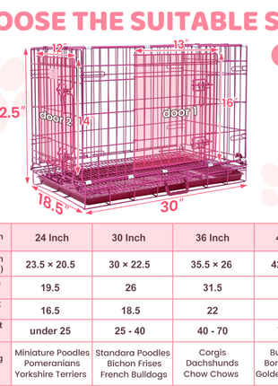 24-42" Collapsible Pink Dog Crate RED24-42 - Pup List