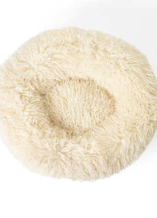PupPouf™ Luxe Faux Fur Donut Dog Bed - Plush Sheep Ivory