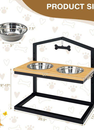 Adjustable Elevated Dog Feeder with 5 Height Settings - Premium Raised Pet Feeding Station with 2 Large Stainless Steel Bowls
