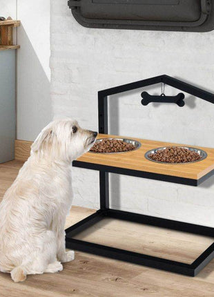 Adjustable Elevated Dog Feeder with 5 Height Settings - Premium Raised Pet Feeding Station with 2 Large Stainless Steel Bowls