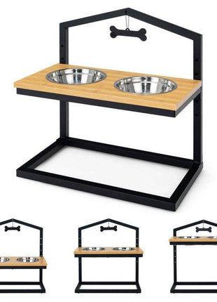 Adjustable Elevated Dog Feeder with 5 Height Settings - Premium Raised Pet Feeding Station with 2 Large Stainless Steel Bowls