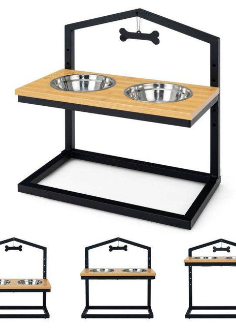 Adjustable Elevated Dog Feeder with 5 Height Settings - Premium Raised Pet Feeding Station with 2 Large Stainless Steel Bowls
