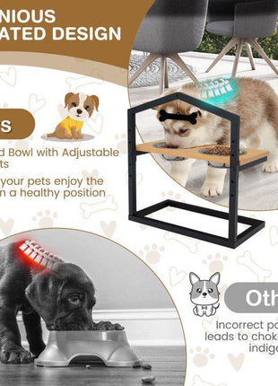 Adjustable Elevated Dog Feeder with 5 Height Settings - Premium Raised Pet Feeding Station with 2 Large Stainless Steel Bowls